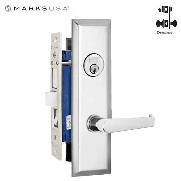Marks Usa MarksNew York Mortise Lever Lock Dormitory Function Satin Nickel Finish Satin Chrome LH MRK-7NY92F-LH-26D